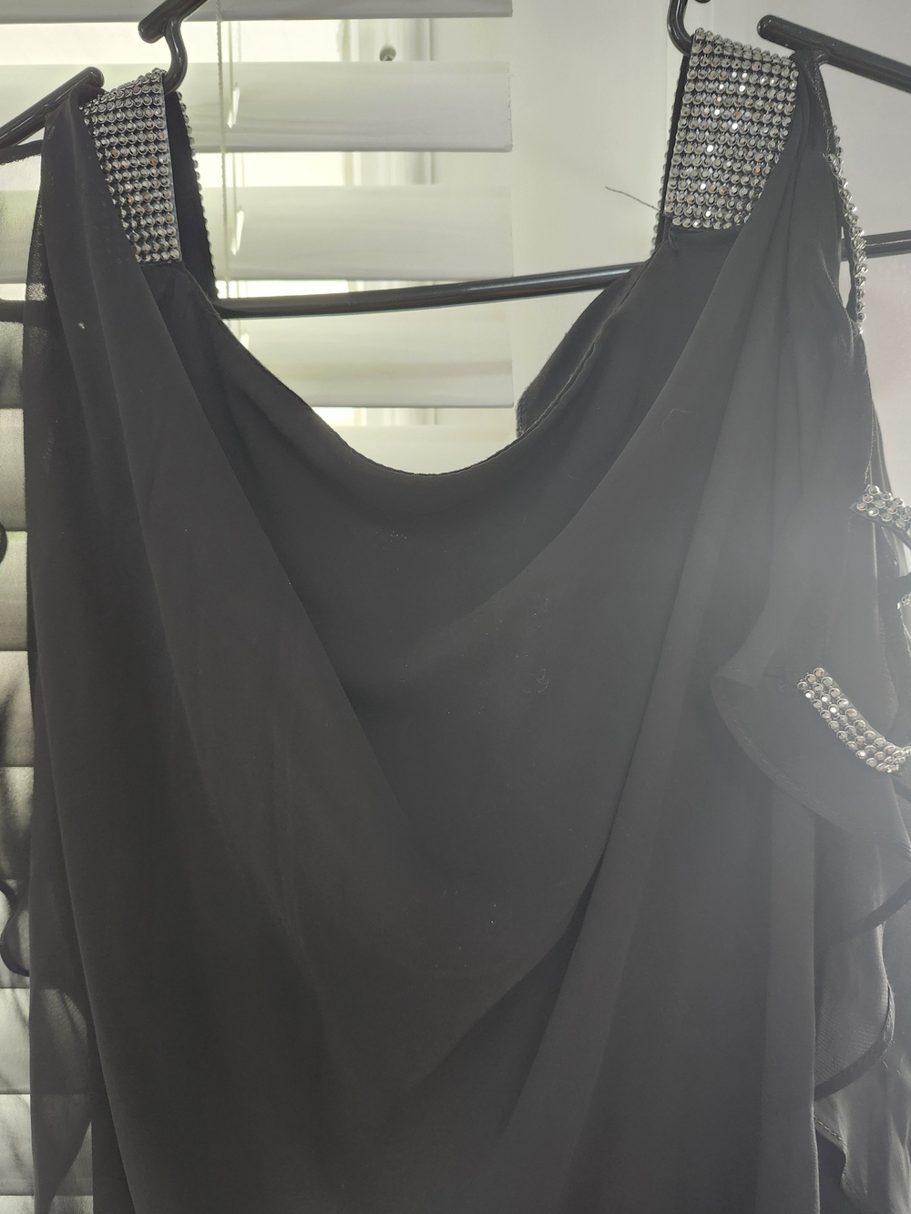 Black Embellished Strap Evening Jumpsuit